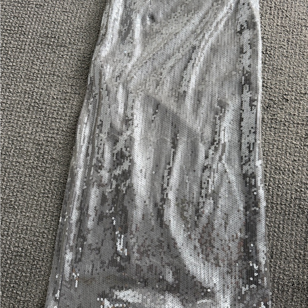 Glamorous Silver Sequin Midi Skirt